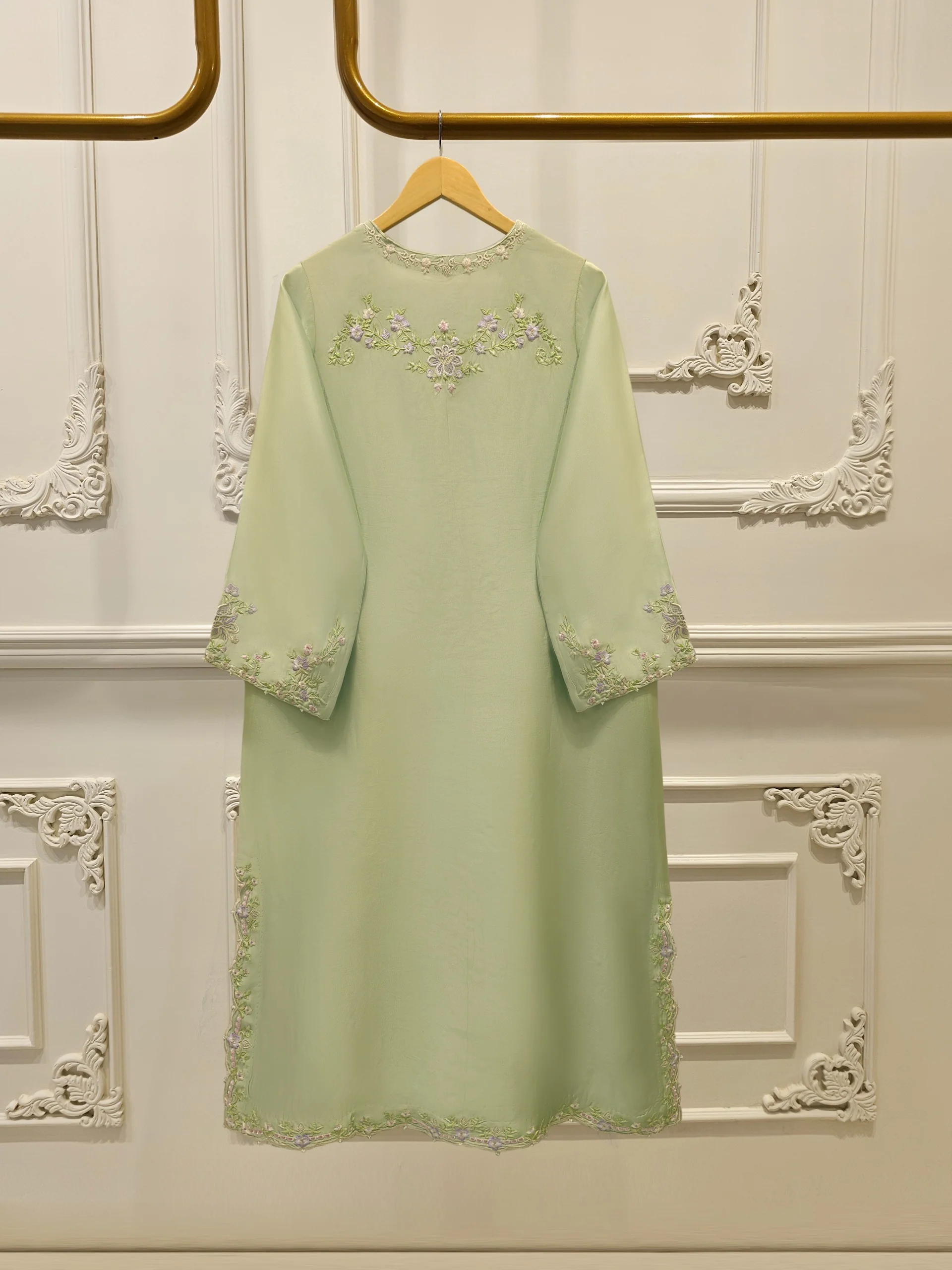 Pure Embroidered Sheesha Silk Shirt S114062 - Image 5