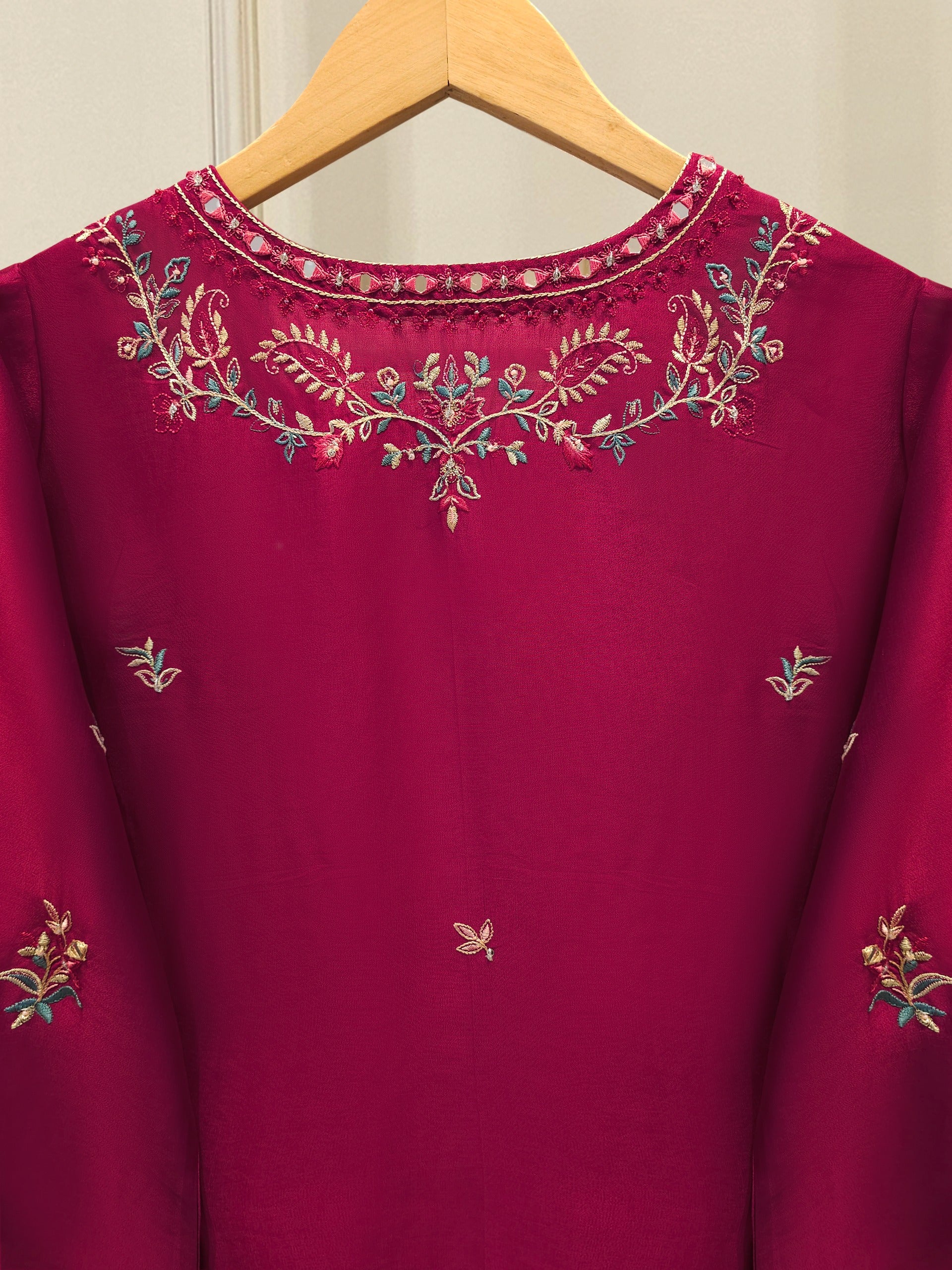 Pure Embroidered Sheesha Silk Shirt S114159 - Image 6