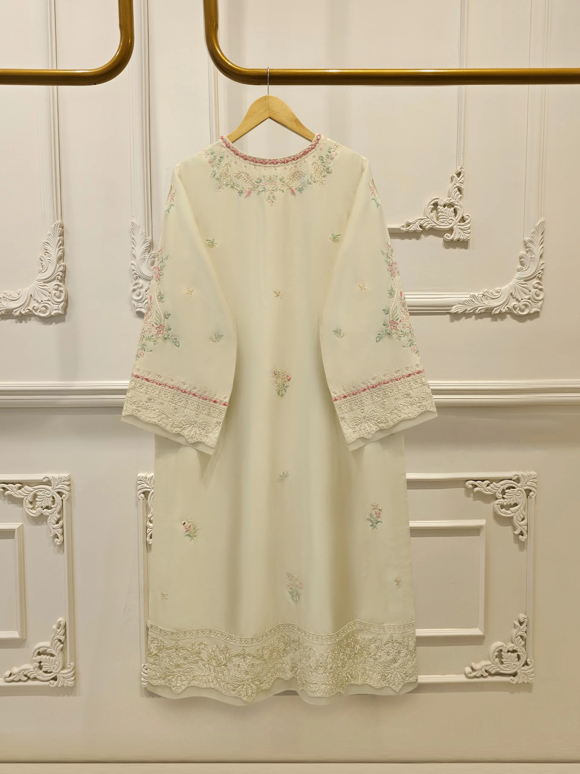 Pure Embroidered Sheesha Silk Shirt S114274 - Image 5
