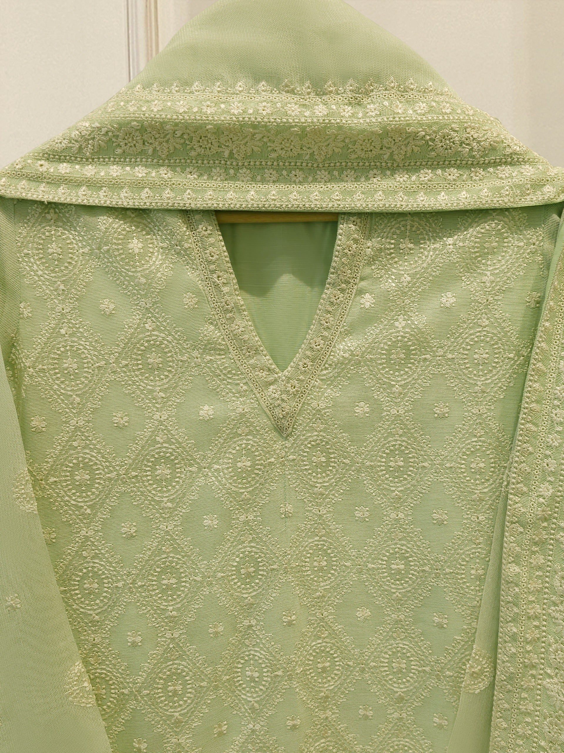 (Unstitched) 3 Piece - Pure Embroidered Cotton Net Suit S113610 - Image 3