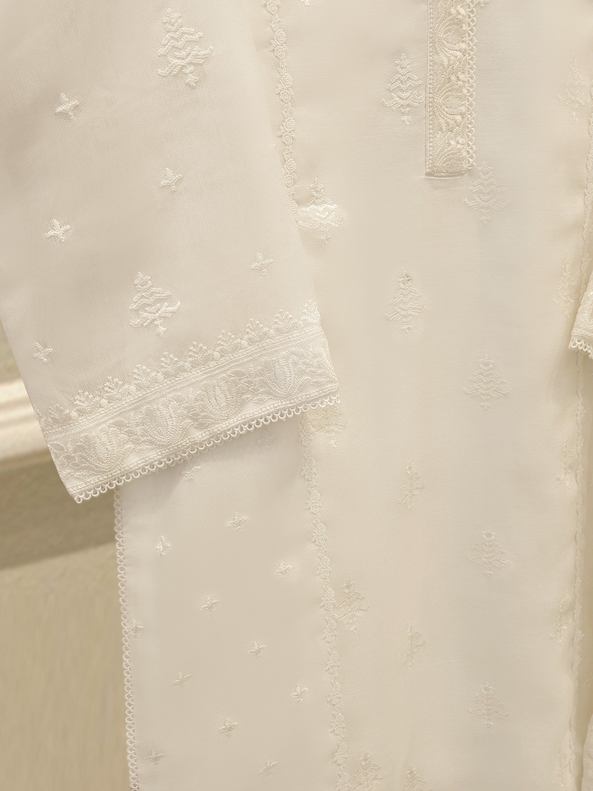 (Unstitched) 3 Piece - Pure Embroidered Cotton Net Suit S113611 - Image 3
