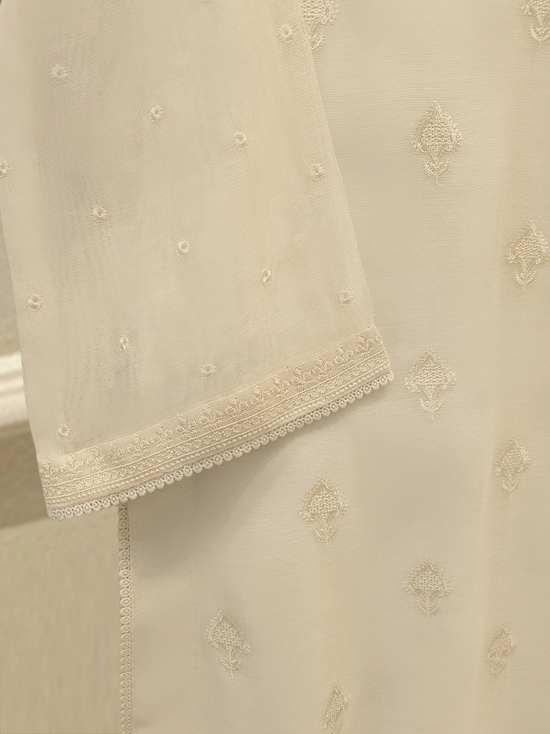 (Unstitched) 3 Piece - Pure Embroidered Cotton Net Suit S113613 - Image 3